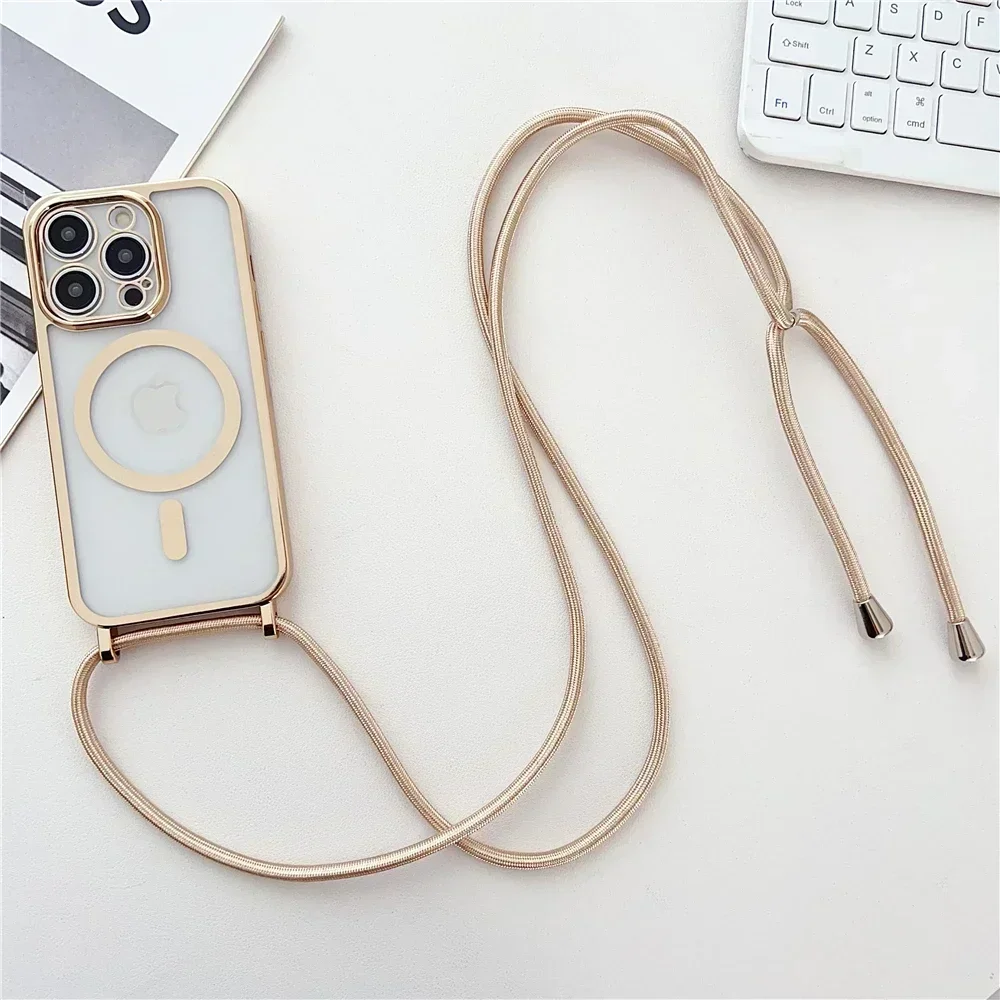 Phone Cases Orange - Crossboby Lanyard Plating Clear Phone Case