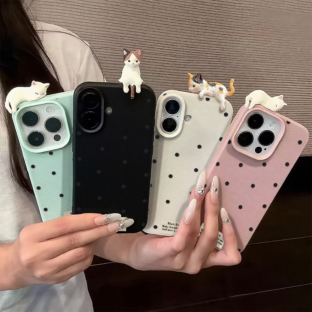 Phone Cases Cute Iphone 13 - Cute 3D Cat Dot Case For