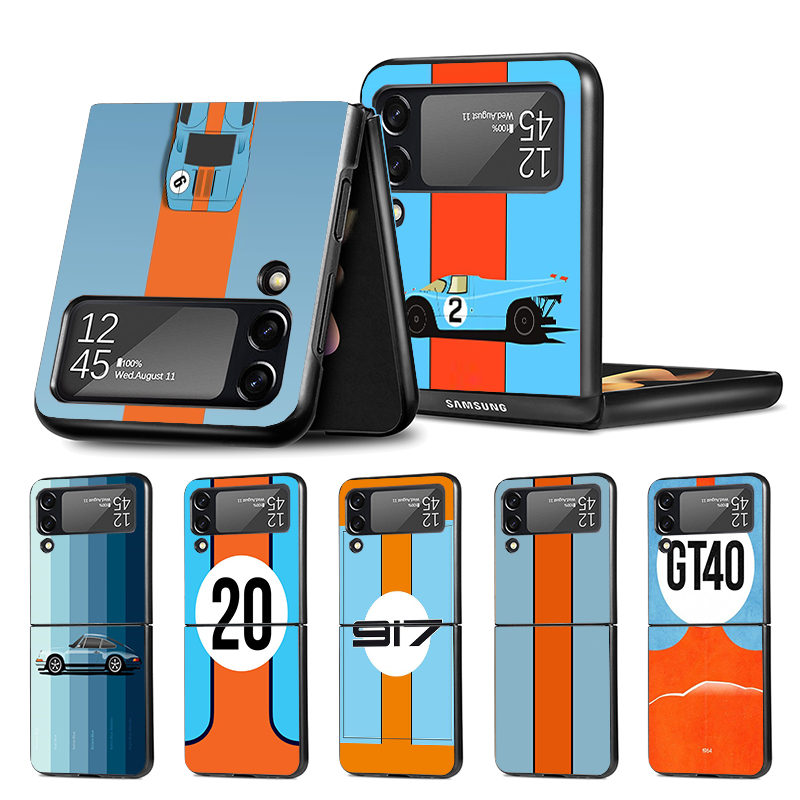 Phone Cases Orange - Car Blue Orange Stripe Z Flip