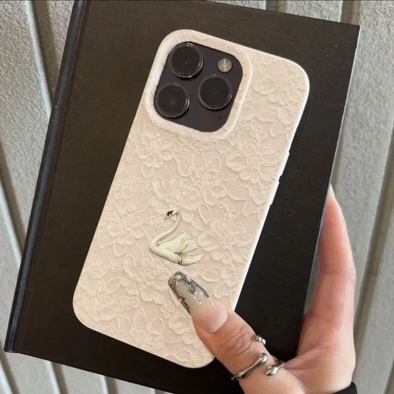 Lace Swan Pattern Lychee Textu - огляд і ціна Phone Cases Popular