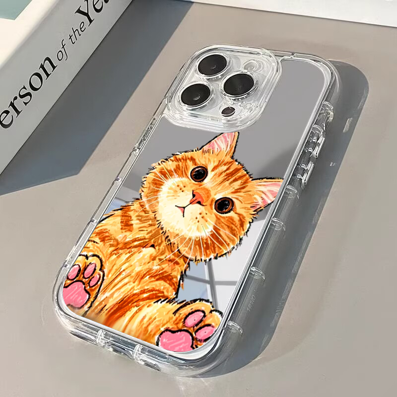 Cartoon Cute Orange Cat Mirror - огляд і ціна Phone Cases Orange