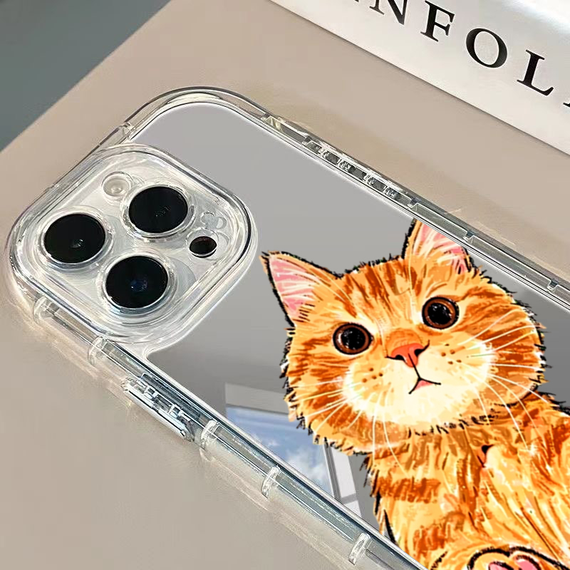 Cartoon Cute Orange Cat Mirror - огляд і ціна Phone Cases Orange