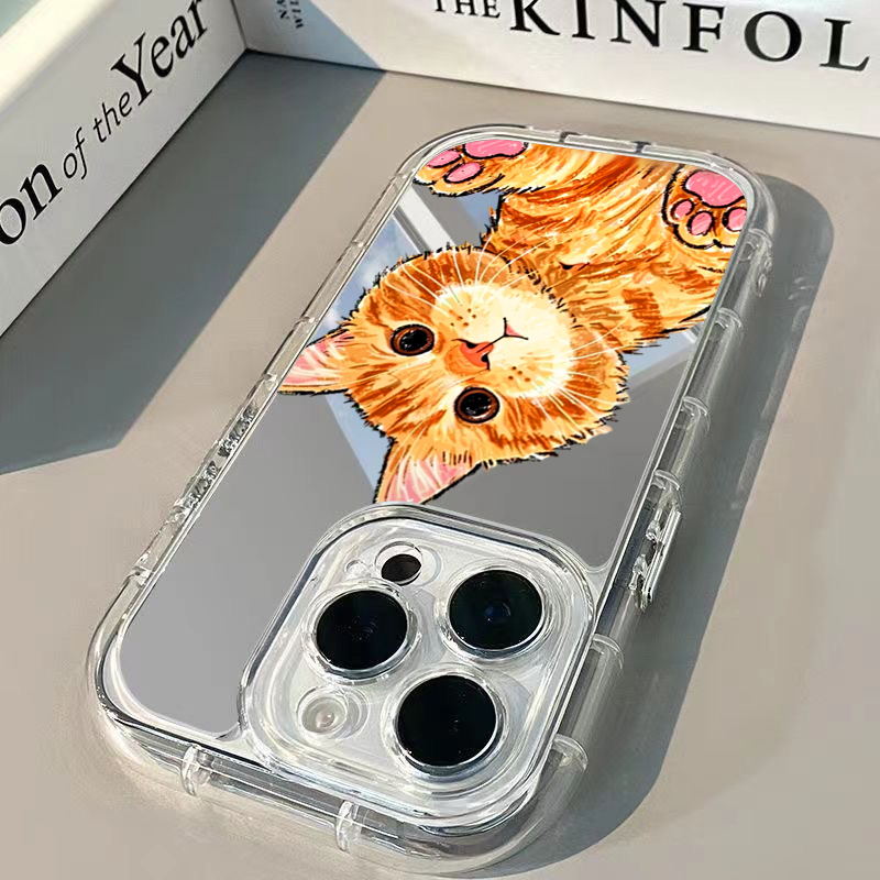 Cartoon Cute Orange Cat Mirror - огляд і ціна Phone Cases Orange