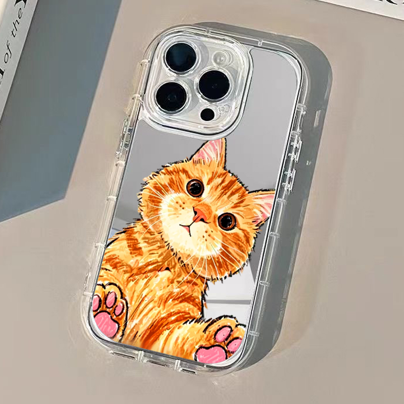 Cartoon Cute Orange Cat Mirror - огляд і ціна Phone Cases Orange